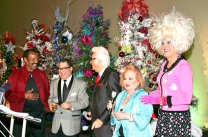 Fred “The Hammer” Williamson, Patrick Evans, Jack Jones, Carol Connors and Bella da Ball caroled merrily at the ACT for MS 13th Annual Christmas Tree Lane. (Photo by Pat Krause)