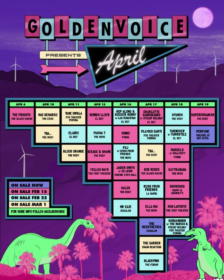 2019 LINEUP FOR SIXTH ANNUAL GOLDENVOICE PRESENTS APRIL CONCERT SERIES REVEALED